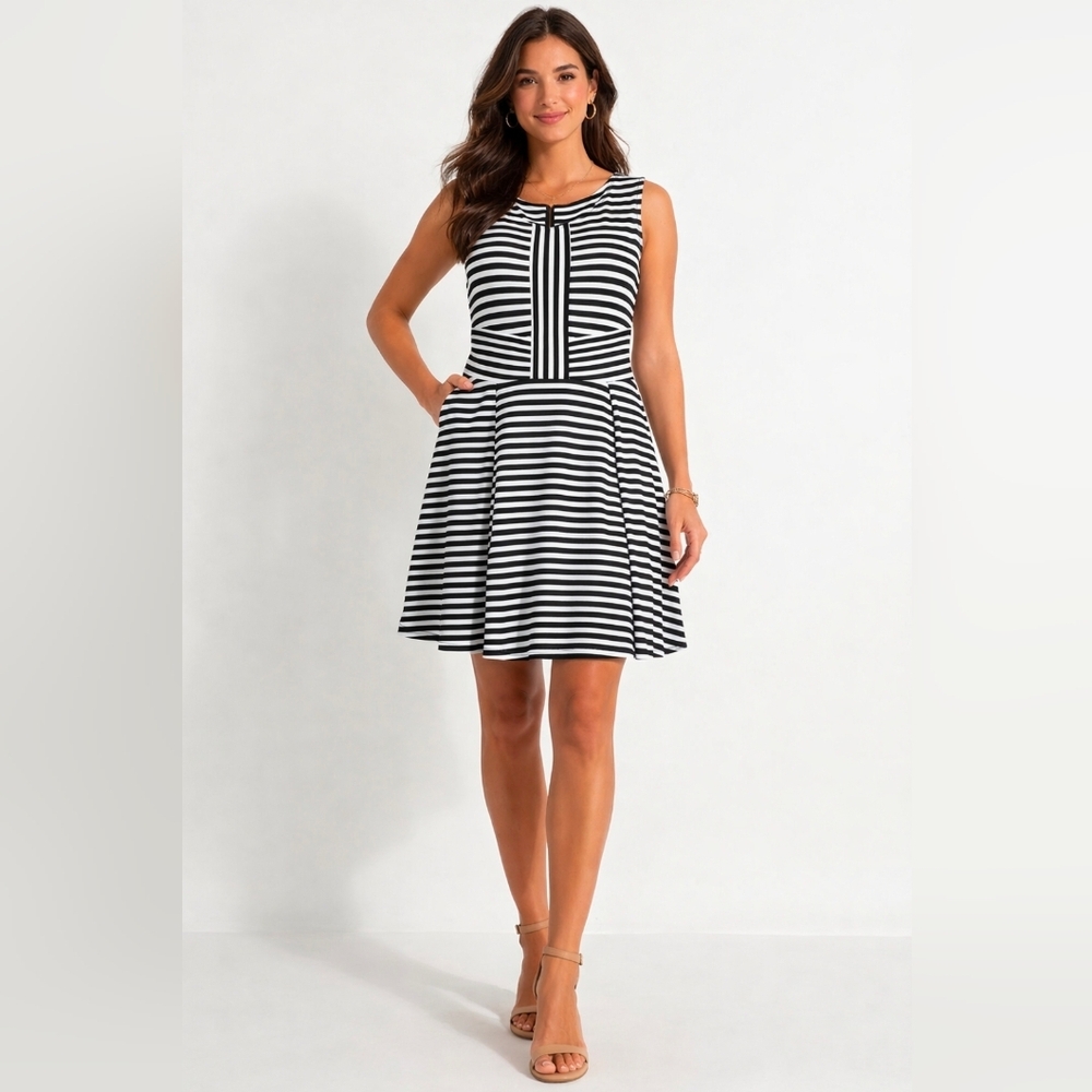 Attention Navy Blue Striped Dress XL